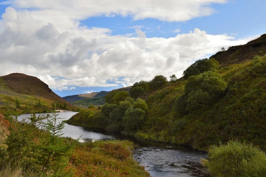 The view of the mountains from Maerdy Reservoir